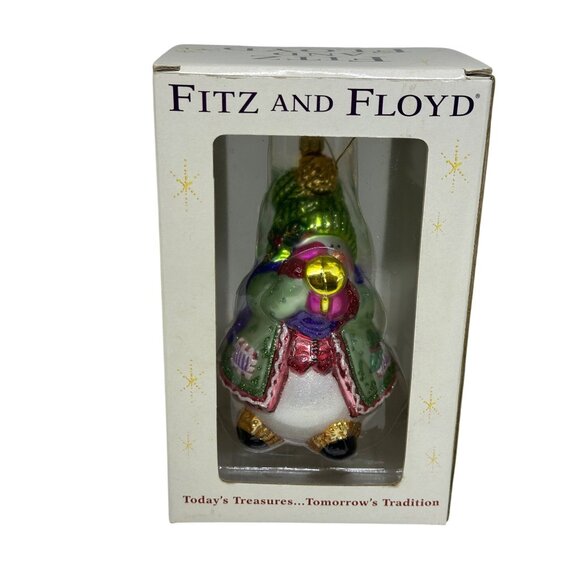 VTG Fitz & Floyd 7" Glass Christmas Ornament Snowman Beanie Hat Holiday Decor - Picture 1 of 7